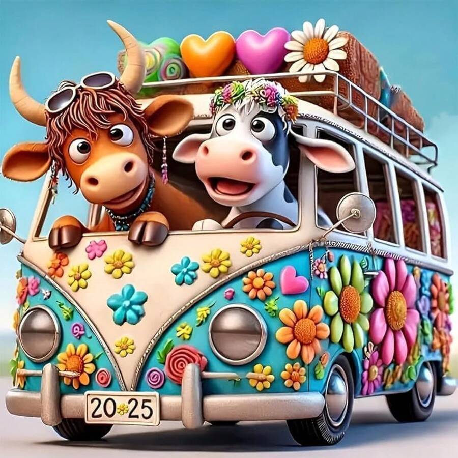 Summer Must-Have,2025 Best SellerLILEIDECO Painting Kits Adults 5D Art Paint With Round Diamonds Full Drill Gem Art Backpack Cow Painting Kit Home Wall Decor Gifts 12x12inch - QCF-173 - 查看 1