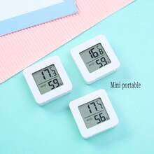 1/2pcs Mini Digital Thermometer Hygrometer, High Precision Indoor Room Temperature Humidity Meter, Wall-Mounted Fridge Thermometer, Home Essentials - White - View 5