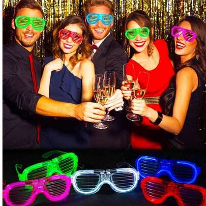 12 件/6 件/LED 发光派对用品眼镜 - 夜光派对氛围配件 - 霓虹派对赠品，适用于发光派对、生日派对和夏季泳池派对、单身派对、婚礼场景游戏互动道具