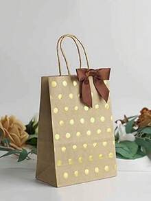 10pcs Pink Bow Decor For Holiday Party, Candy Packaging Bags, DIY Decoration, Gift Wrapping - 10pcs Brown - View 4