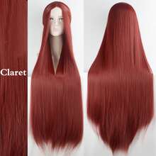 100cm Long Straight Synthetic Lolita Wig For Halloween Party Cosplay, Available In Gold, Blue, Red, Pink, Green, Purple, Suitable For Women Halloween Party - Multicolor - View 16