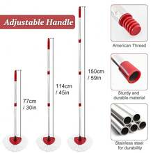 Spin Mop Handle Replacement For Ocedar, Mop Heads Replacements Compatible With O-Cedar Easywring 1-Tank System, Lude 4-Section