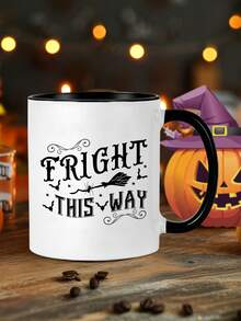1 Peça Caneca de Café de 11 Onças com Desenho Animado de Halloween, Reutilizável e Durável, Presente Perfeito para Crianças e Adultos, Ótimo para Guloseimas de Halloween e Pausas para Café