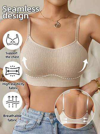 1 件女士无缝舒适深 U 型露背文胸无线轻盈舒适文胸中等支撑聚拢上衣可调节肩带露背设计女士内衣