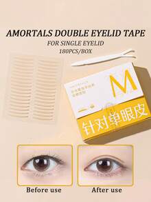 Amortals 180-Piece Double Eyelid Stickers Crescent Shape 24*2.5mm Suitable For Single Eyelids(Comes With Auxiliary Tools)Enlarges Eyes Invisible Convenient Natural Double Eyelid Tape Bionic Texture Fits Skin Matte Seamless Lightweight Waterproof Sweatproof,Cheap,Stocking Stuffers,Makeup,Makeup Tools,Cheap Stuff,Gifts,Gifts For Women,Christmas Gifts - Clear - View 12