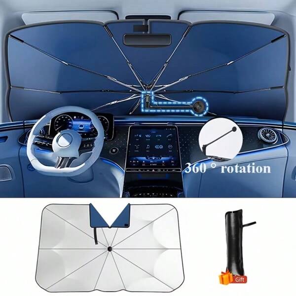360° Rotating Car Sunshade - Foldable Handle And Storage Bag, UV Protection For SUV/Truck/Sedan, Essential For Summer, Car Sun Visor, Car Curtain, Foldable Design, Durable Sunshade