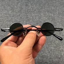 1 Piece Rock Punk Men's Fashion Glasses Classic Small Round Frame Wide Bridge Metal Frame Black Lens Glasses - Black - View 7