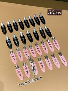 30 pezzi Fermagli per capelli da donna in colore unito, stile minimalista, nero, rosa, fermagli piccoli, design a molletta ad anatra, accessori per capelli, adatti per uso casual quotidiano e all'aperto, accessori carini