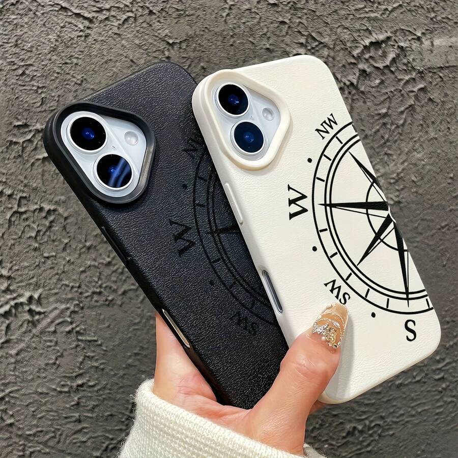 2 件高品质 TPU 全覆盖防震手机壳，带指南针图案，适用于 16、15、14、13、12、11 Pro Max