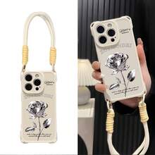 Funda para teléfono móvil 16 Pro Plus Nueva funda para móvil compatible con phone 15, phone 16 Pro Max con cordón, phone 14 Pro Max con apertura en las cuatro esquinas, phone 13 Pro con protección completa, phone 12 anticaídas y phone 16 Plus (para mujer). - Blanco - Ver 5