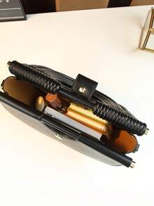 面条设计手提包，饺子形女士斜挎包，马鞍包 - 黑色 - 查看 10