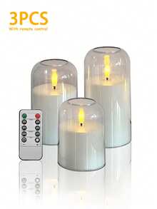 1/3 Peças Velas LED Sem Chama Com Timer/Controle Remoto, Velas Tremeluzentes, Operadas a Bateria, Velas de Cera com Chama 3D Realista, Adequadas para Halloween, Dia dos Namorados, Natal, Casamento, Festa, Decoração Doméstica e Outros Eventos Festivos