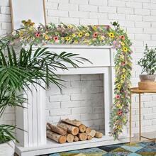 CZ 6.5 Ft Artificial Wildflower Garland Wisteria Lavender Garland Daisy And Lavender Faux Floral Vine Summer Spring Floral Fake Wreath All Year Round Home Decor For Indoor Outdoor Home Wedding Arch 1439 - Style-1 - View 6