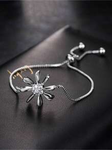 1pc Fashionable Minimalist Sunflower Artificial Zirconia Adjustable Bracelet