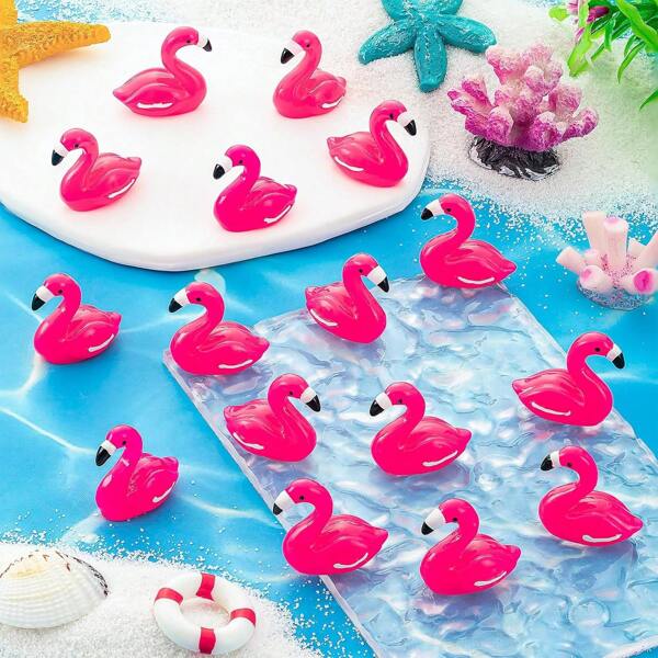 10/50/100 Pcs Mini Resin Flamingo Ducks, Flamingo Tiny Ducks, Cute Flamingo Figurines For Cake Topper Garden Dollhouse Landscape Aquarium Ornaments DIY Craft