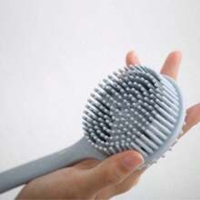 1pc Silicone Body Cleaning Brush, Long Handle Back Scrubber, For Shower Scrub, Exfoliating, Soft Silicone Bath Brush For Men, Women And Kids, Deep Cleansing Exfoliating Bathroom Use (Multi-Color Available)