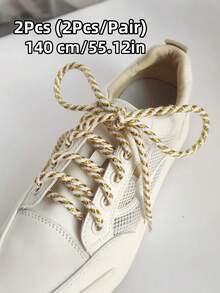 2 件金属编织鞋带，涤纶编织圆形鞋带，彩色双色黑白红黄蓝