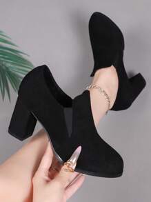 Bottes à top bas flatteuses, bottes anti-dérapantes de style britannique pour femmes, bottes de cheville à talon épais polyvalentes et , bottes nues pour femmes au printemps et en automne