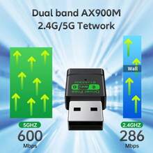 VAORLO 2 In 1 Bluetooth 5.4 USB Adapter + WIFI 6 Wireless Network Card (2.4G & 5GHz) Dual Band Receiver For PC/Laptop Win 10/11 Driver-Free MU-MIMO Multi-Device Connection, Bluetooth Mode For Bluetooth Headsets Speakers Bluetooth Mouse And Keyboard - Black - View 3