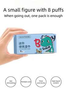 1/2/4/8 片装超迷你湿巾，便携式一次性湿巾，适合日常清洁和旅行户外必备 - 彩色 - 查看 3