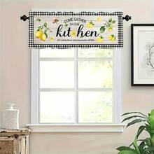 1pc Summer Lemon Theme Home Valance, 54x18in, Watercolor Yellow Lemon Fruit And Green Leaf Decorative Pattern, Modern Art Style, Suitable For Bedroom, Living Room Kitchen, Cafe And Other Holiday Curtain Valance Decoration Supplies - Multicolor - View 4