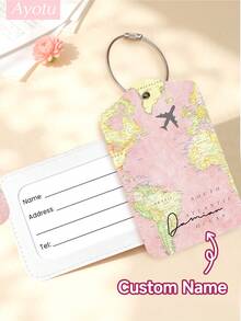 Ayotu Customized Airplane Map Pattern Luggage Tag (Can Be Customized With Name And Text), Travel Cruise Luggage Label, Backpack, Handbag And Schoolbag Label, Personalized Card Holder, Business ID Travel Tag, Essential For Group Travel, Activities And Company Trips, Creative Valentine's Day, Birthday And Holiday Gift - Multicolor - View 11