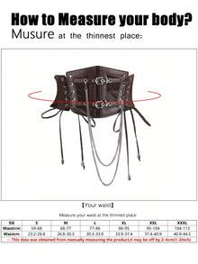 1 件女士棕色朋克风格 PU 皮革弹性腰带，适合万圣节晚会、聚会或日常穿着 - 棕色 - 查看 4