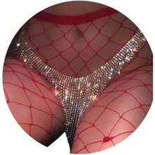 Sexy Sparkly Blue Crystal Thong Panties Jewelry Summer Red Heart Crystal Chain Thong Adjustable Bikini Rhinestone G String Thong Festival Rave Waist Belly Body Chain Jewelry For Women - 水晶金 - 查看 1