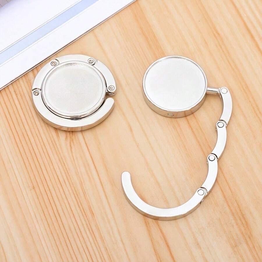 2pcs Silvery Metal Handbag Hook Foldable Portable Non-Slip Multi-Purpose Table Purse Wallet Stand Organizer Bag Hanger Desktop Storage Holder Accessories Gift