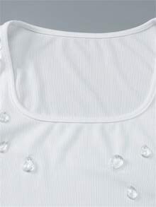 Áo tank top crop Kpop gợi cảm mùa hè FQLWL dành cho nữ, không tay, thích hợp tập gym, đi nghỉ mát, họa tiết giọt nước, phong cách boho, màu trắng thường ngày. - trắng - Xem 6