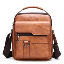 1pc Men's Shoulder Sling Bag, New PU Leather Crossbody Bag, Retro PU Leather Vertical Portable Handbag, Business Shoulder Bag, Valentine's Day Gift, Gift For Husband Boyfriend Christmas Fall Pack Vintage Bags Purse Sling Bag Mini Bag Small Bag Office Bag Sling Bag Side Bags New Life Items For Students Purse Essentials Fashion Men's Bags Small Bag For Men Retro Bag Body Bag For Men
