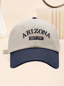 1pc Fashion Letter Embroidery Colorblock Baseball Cap - Navy Blue - View 2