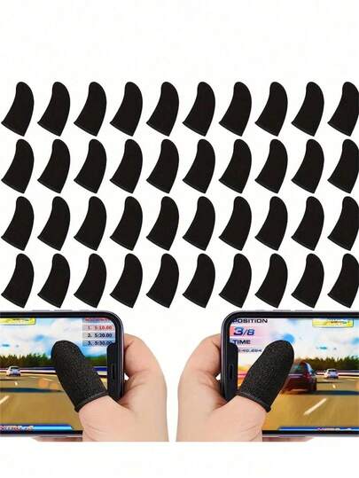 20PCS/10PCS Carbon Fiber Gaming Finger Sleeves Thumb Sleeve Seamless Touchscreen Finger Covers Breathable Sweatproof Non-Slip Lightweight Flexible Durable Protector For Mobile Phone Tablet Esports Players