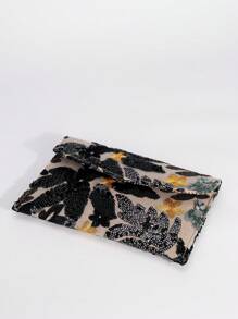Bolso de mano/clutch de mujer con bordados de lentejuelas, diseño de contraste de costura, elegante y versátil, adecuado para fiestas, bodas, compras, citas, regalos de vacaciones (patrones cortados al azar)