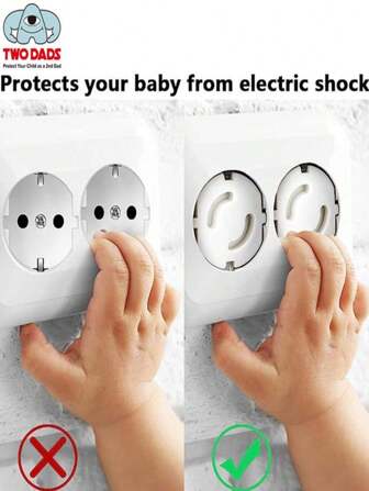 TWO DADS White Child Socket European-Style Socket Protection Cover Without Holes Prevent Electric Shock To Protect Family Abs Material Suitable For Infrequently Used Sockets