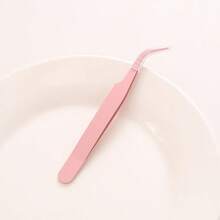 1pc Colored Pointed Tip Tweezer, Macaroon Pink Color Eyelash Crafting Hand Account Stainless Steel Tweezer