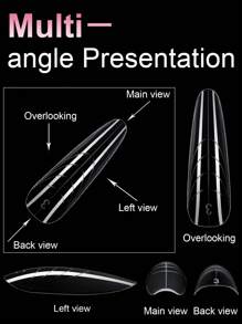 140pcs/Box Gel Nail Tips Kit, Pre-Formed False Nails For Gel Polishing, Soak-Off Easy Nail Extension Acrylic Fake Nail Tips, Crystal Nail Mold Without Paper Form For Quick Uv/Led Extension, Dual-Ended Nail Extension Tool Press On Nails Nail Supplies