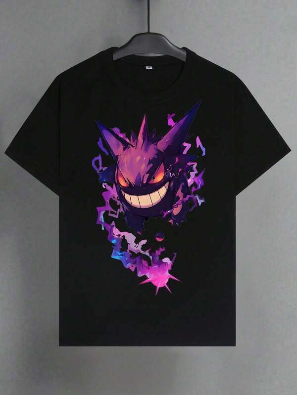 pokemon Men's Summer Casual Cartoon Print Short Sleeve T-Shirt