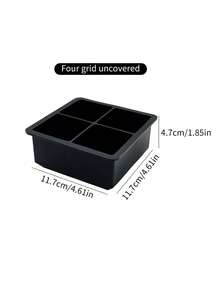 1个大型硅胶冰格模具，带4、6、8个格子。这款可重复使用的冰格模具非常适合冷藏，是厨房和公寓必备工具，尤其适合圣诞派对。网格大型硅胶冰格模具、方形冰格、DIY冷冻饮品模具、易脱模冰格，适用于家庭和酒吧 - 黑色 - 查看 11