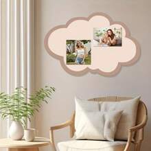 粉色云形公告板 - 聚酯毡墙面装饰，带有可爱的兔子图案，椭圆形信息和照片展示，适用于创意卧室或客厅装饰，照片展示板 | 现代公告板 | 软公告板，卧室墙壁海报