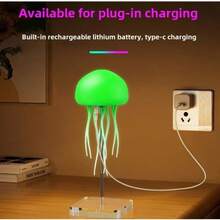 1 LED Dynamic Jellyfish Lamp, Creative Ambient Night Light With RGB Gradient Lighting Effects, Smart Voice Control, Suitable For Bedroom And Living Room Decoration - 白色 - 查看 4