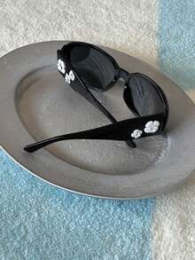 1 副 Y2K 可爱花卉印花方形 PC（聚碳酸酯）时尚眼镜，适合日常使用