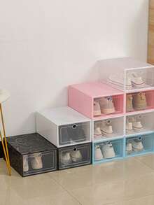 1/4/8 Shoe Boxes, Shoe Racks, Stackable, Individually Detachable, Household Clear, Drawer Style, Plastic Storage Box With Dust Cover - Multicolor - View 4