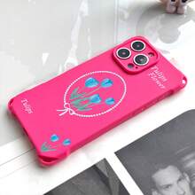 Funda de teléfono 1 pieza diseño de patrón de tulipán azul cuatro esquinas funda de teléfono colgante 15 Pro 14 Plus 16 12 13 TPU todo incluido esmerilado suave - Colores mixtos 1 - Ver 5