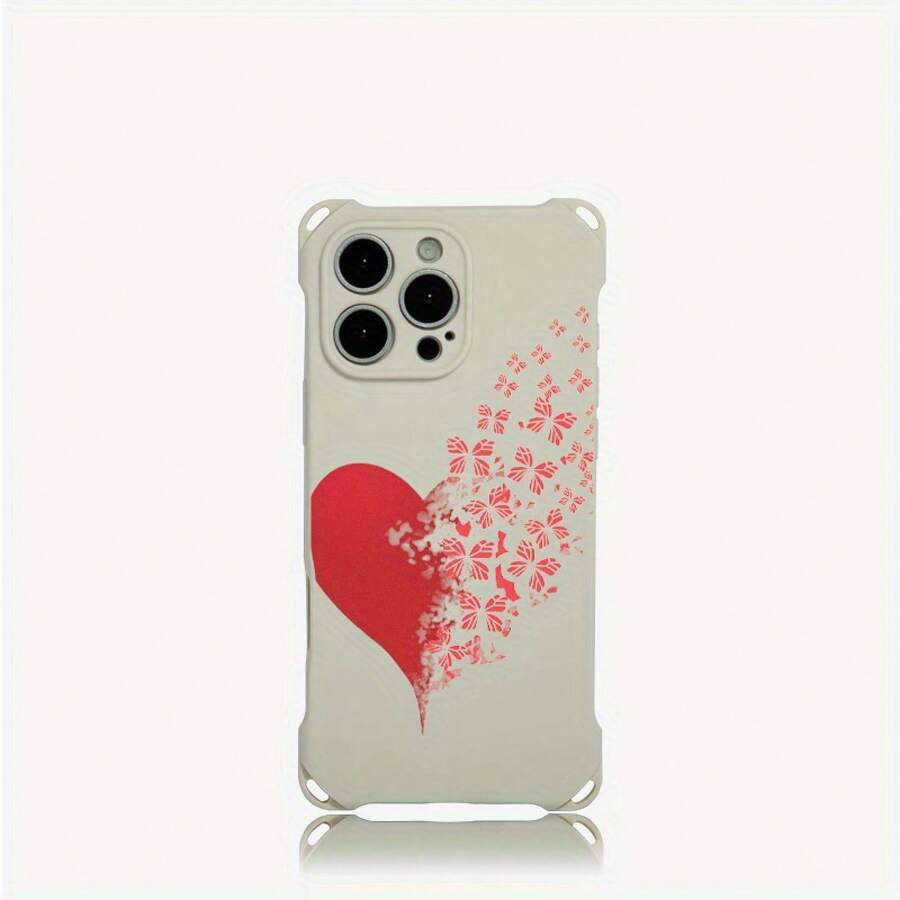 Funda para teléfono 1 unidad, diseño de amor, funda colgante para teléfono con cuatro esquinas 14 Pro 15 Plus 16 12 13 TPU impreso suave - Colores mixtos 3 - Ver 1