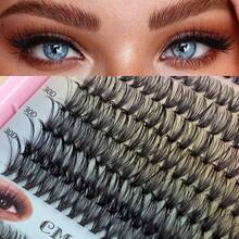 640 Clusters 10-16mm D Curl Lash Clusters Book False Eyelashes Kit DIY Silk Fiber Lashes Cluster Extensions Natural Volume Cruelty Free Multipack - DIY-JMS-098(粉紅工具三件組) - 查看 5