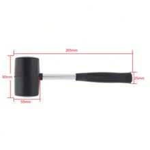 Martello in gomma nera non elastico da 400 g in gomma e acciaio, martello per piastrelle con testa rotonda e impugnatura antiscivolo, utensile manuale fai da te