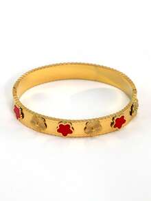 全新设计18K镀金不锈钢花朵、四叶草、蝴蝶手链。适合女性日常佩戴，波西米亚风格，镶嵌彩色方晶锆石。大方、个性、奢华、优雅的黄金首饰，婚礼腕饰套装，适合女孩、女士、妈妈、亲戚、朋友，是婚礼、生日、母亲节、女友情人节的美好礼物。 - 彩色 - 查看 18