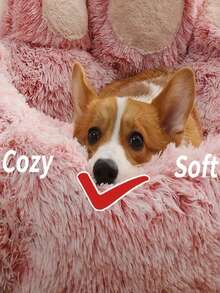 [Bear Paw Bed] 31in Plush Dog Bed - Heavy-Duty Non-Skid Base, 40lbs Capacity, Quick Spot Cleaning - Pink - View 6