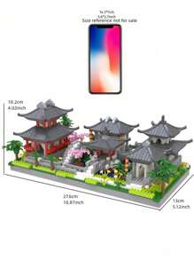 Serie de Arquitectura China del Jardín de Suzhou Juguete de bloques de construcción de micropartículas, Juguete creativo DIY, Set de decoración de ensamblaje de fiestas, Kit de arquitectura ABS, Colección de exhibición de oficina. Una opción de regalo ideal para vacaciones y cumpleaños.